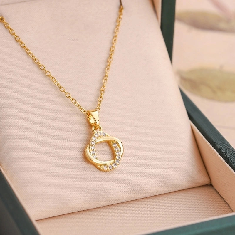 316 Stainless Steel Brass 18K Gold Plated Elegant Minimalist Plating Inlay Fruit Snowflake Rhinestones Pendant Necklace