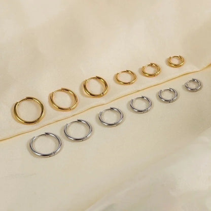 1 Pair Minimalist Classic Style Solid Color Plating 304 Stainless Steel 18K Gold Plated Earrings