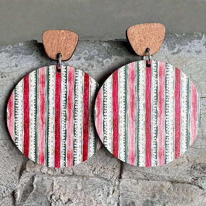 1 Pair Minimalist Christmas Tree Wood Drop Earrings