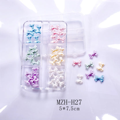 Manicure Butterfly Ornament Long Boxed Crooked Heart Cartoon Bear Bottoming Drill Christmas Bowknot Nail Ornament Ornament Mixed