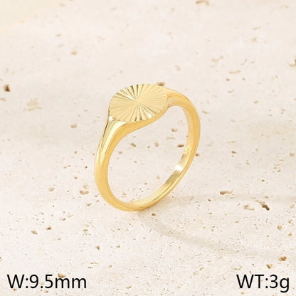 Basic Minimalist Classic Style Geometric 304 Stainless Steel 18K Gold Plated Rings