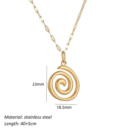 Basic Modern Style Classic Style Spiral 304 Stainless Steel 18K Gold Plated Pendant Necklace