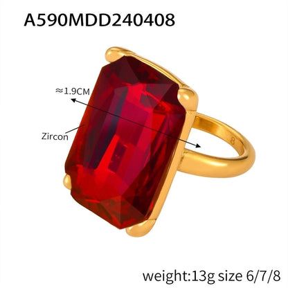 Casual Minimalist Commute Round Rectangle 304 Stainless Steel 18K Gold Plated Rhinestones Zircon Open Rings Rings In Bulk