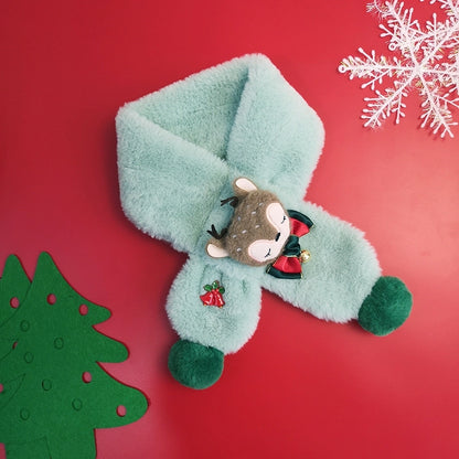 Children's Scarf Autumn And Winter Christmas Gift Elk Scarf Baby Girl Imitation Rabbit Fur Warm Cartoon Baby Scarf