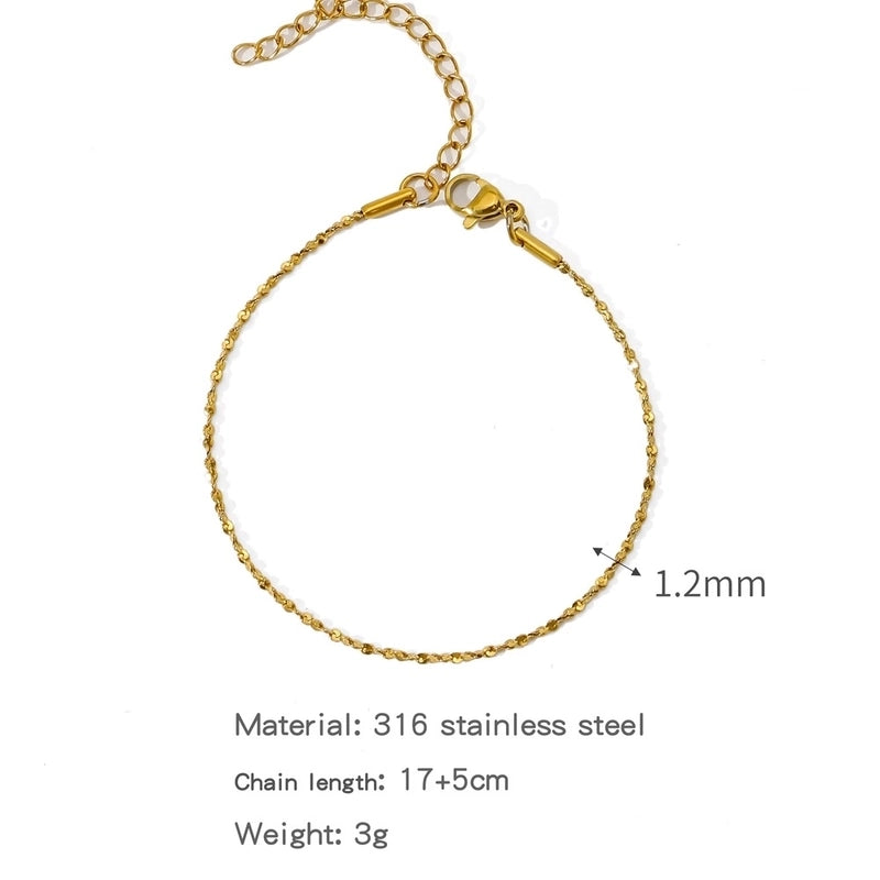 Minimalist Classic Style Geometric 304 Stainless Steel Cable Chain Snake Chain Bracelets In Bulk