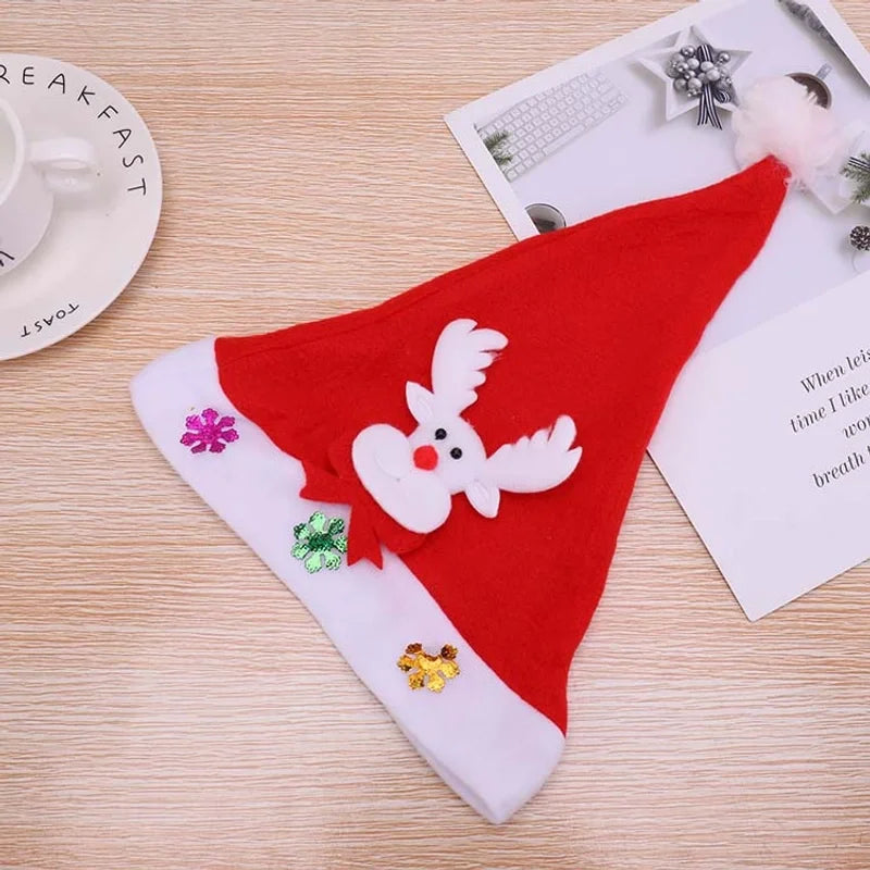 Creative Christmas Decorations Luminous Christmas Brushed Cloth Children's Hat Christmas Gift Cartoon Christmas Hat