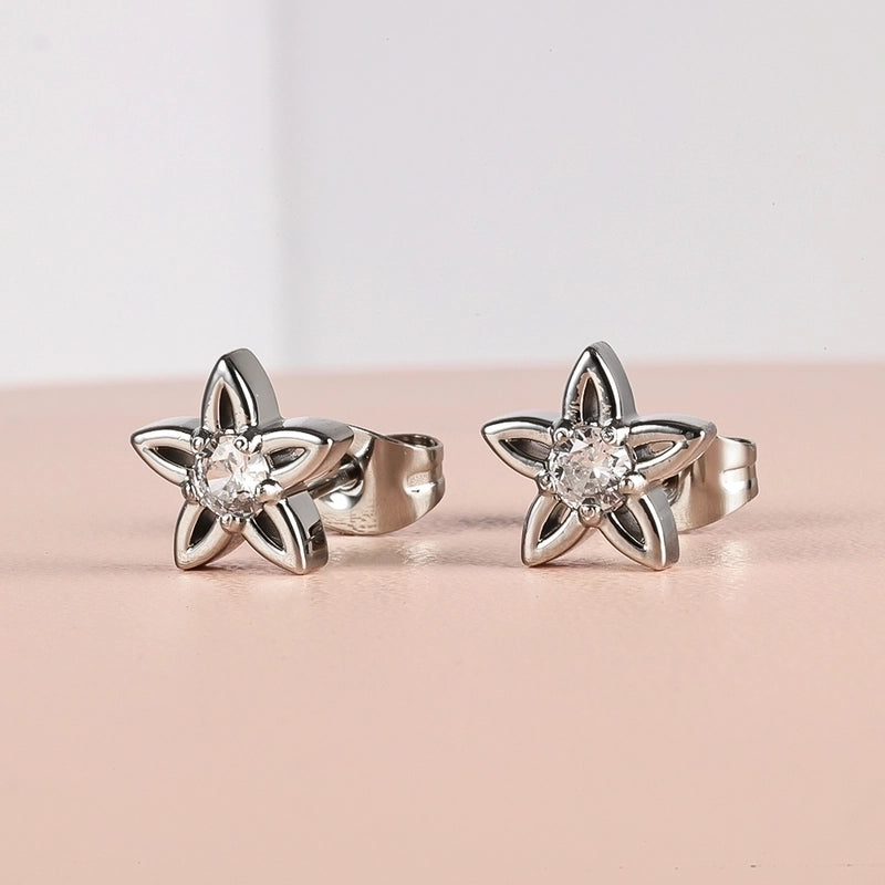 1 Pair Minimalist Classic Style Heart Shape Butterfly Deer Polishing Inlay 304 Stainless Steel Zircon 18K Gold Plated Ear Studs