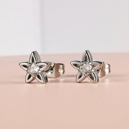 1 Pair Minimalist Classic Style Heart Shape Butterfly Deer Polishing Inlay 304 Stainless Steel Zircon 18K Gold Plated Ear Studs