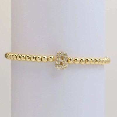 Xi Yin Hot Sale Brass Micro-Inlaid Bubble Balloon Diy26 English Letters Copper Bead Beaded Elastic Wire Bracelet