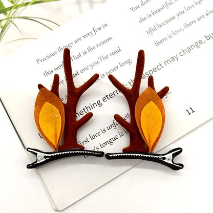 Christmas Cute Antlers Plastic Cloth Flannel Party Hairpin