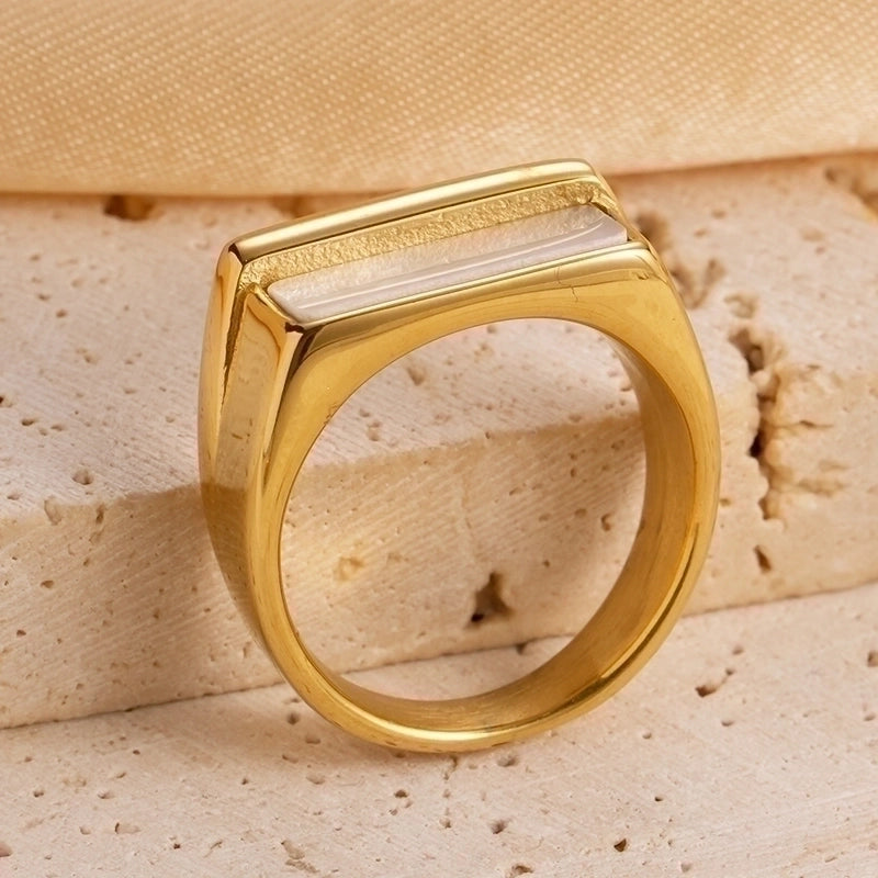 304 Stainless Steel 14K Gold Plated Casual Vacation Plating Inlay Twist Glass Stone Shell Zircon Rings