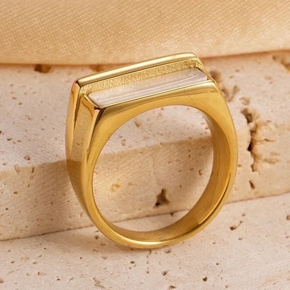 304 Stainless Steel 14K Gold Plated Casual Vacation Plating Inlay Twist Glass Stone Shell Zircon Rings