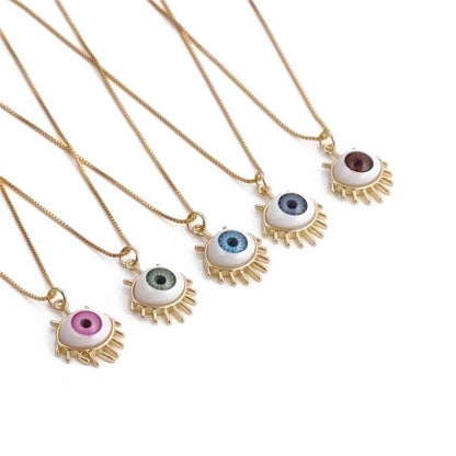 Simple Dripping Evil Eye Pendant Copper Zircon Necklace