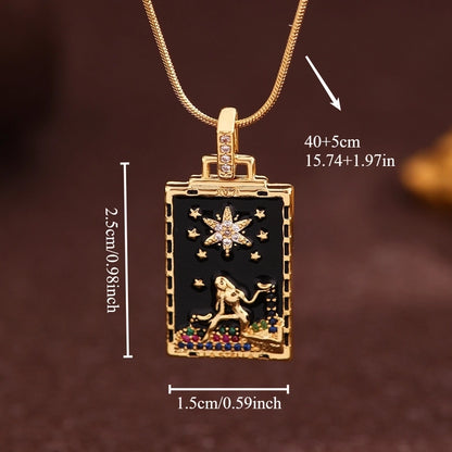 Vintage Style Minimalist Sun Moon Titanium Steel Copper Plating Pendant Necklace