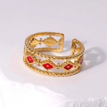 Stainless Steel Vintage Style Devil's Eye Plating Open Rings