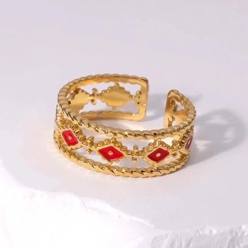 Stainless Steel Vintage Style Devil's Eye Plating Open Rings