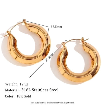 1 Pair Vintage Style Minimalist Classic Style C Shape Plating Inlay 304 Stainless Steel Zircon 18K Gold Plated Ear Studs