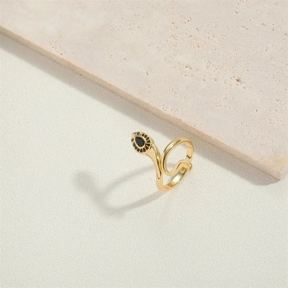 Minimalist Animal Snake Copper Inlay 14K Gold Plated Zircon Open Rings