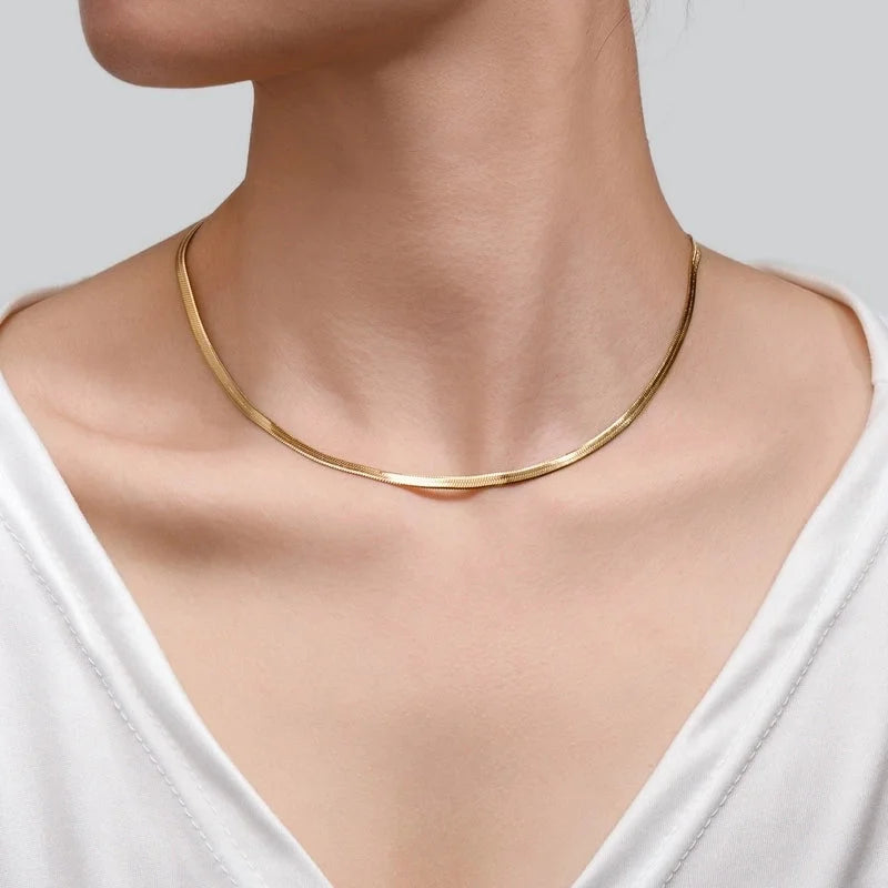 Double-Layer Choker Titanium Steel Necklace Three-Layer Blade Chain Snake Bones Chain Stainless Steel Jewelry Summer Non-Fading Female