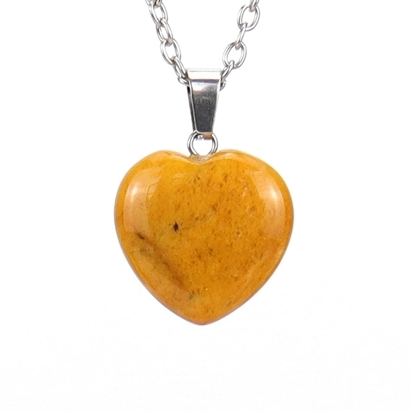 Minimalist Heart Shape Natural Stone Ferroalloy Knitting Pendant Necklace