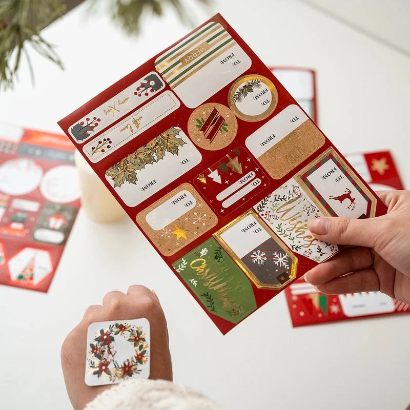 Christmas Cartoon Style Cute Christmas Tree Wreath PVC Self-adhesive Holiday Daily Gift Stickers Gift Wrapping Supplies