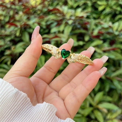 Copper 18K Gold Plated Inlay Geometric Zircon Bangle