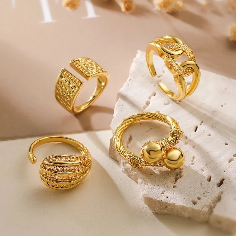 Copper Geometric Solid Color Open Rings