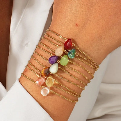 Basic Minimalist Classic Style Geometric 304 Stainless Steel Semi-precious Stone Bracelets In Bulk