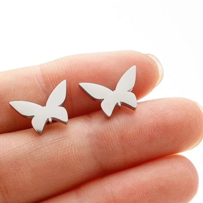 1 Pair Sweet Minimalist Artistic Heart Shape Butterfly Polishing 304 Stainless Steel 18K Gold Plated Ear Studs
