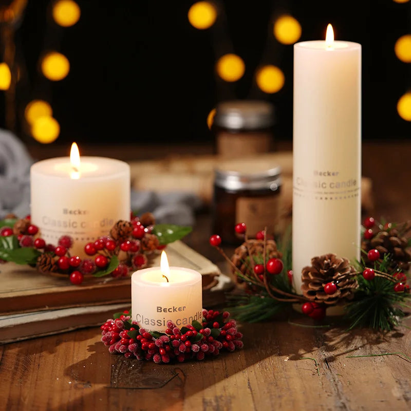 Christmas Gift Small Wreath Candle Holder Tabletop Decoration Peaceful Night Candlelight Dinner Accessories Set