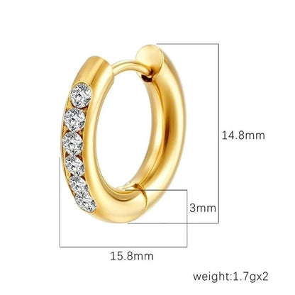 1 Pair Minimalist Solid Color Plating Inlay 304 Stainless Steel Zircon 18K Gold Plated Earrings