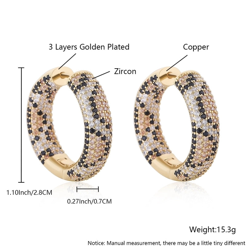 1 Pair Elegant Vintage Style Streetwear Leopard Copper Zircon 18K Gold Plated Drop Earrings Earrings