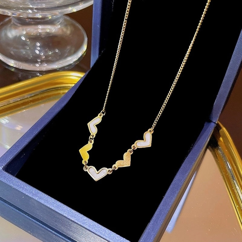 Elegant Classic Style Geometric Moon Bow Knot Titanium Steel Zircon Pendant Necklace