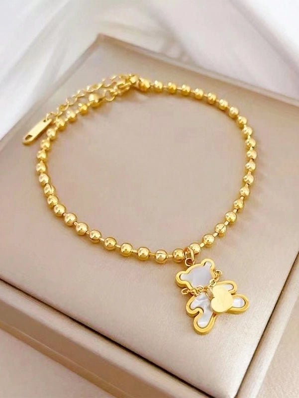 Princess Cute Bear 304 Stainless Steel 18K Gold Plated Stainless Steel Jewelry Sets