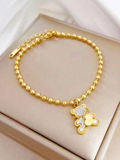 Princess Cute Bear 304 Stainless Steel 18K Gold Plated Stainless Steel Jewelry Sets
