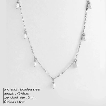 Elegant Solid Color Stainless Steel Imitation Pearl Plating Necklace