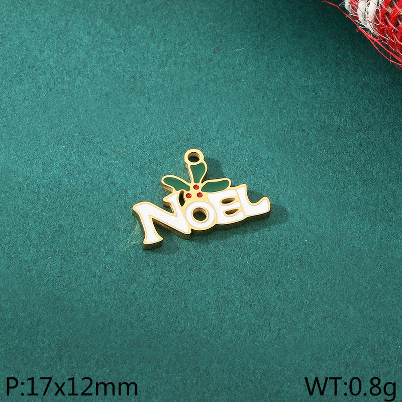 Christmas Elements Series Diy Accessories Stainless Steel Elk Santa Claus Snowflake Gloves Pendant