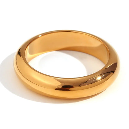 Minimalist Women Circle Geometric Stainless Steel 18K Gold Plated Rings