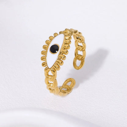 Casual Minimalist Geometric 304 Stainless Steel Hollow Out Inlay Open Rings