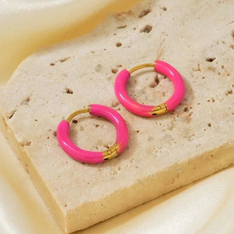 1 Piece Minimalist Artistic Commute Geometric Enamel 304 Stainless Steel Resin K Gold Plated Earrings