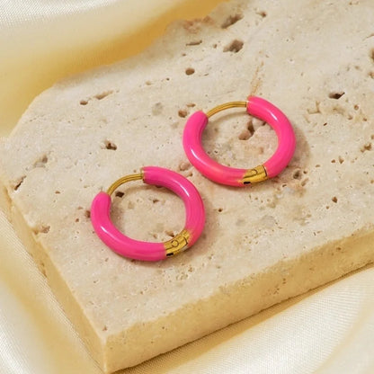 1 Piece Minimalist Artistic Commute Geometric Enamel 304 Stainless Steel Resin K Gold Plated Earrings