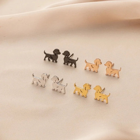 1 Pair Cute Minimalist Dog Polishing 304 Stainless Steel 18K Gold Plated Ear Studs