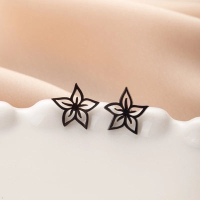 1 Pair Cute Minimalist Dog Cat Flower Polishing Hollow Out 304 Stainless Steel 18K Gold Plated Ear Studs