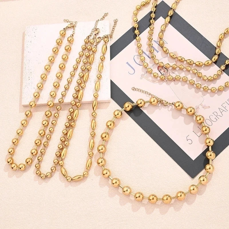 Modern Style Minimalist Round Oval Solid Color 304 Stainless Steel 18K Gold Plated Polishing Plating Necklace