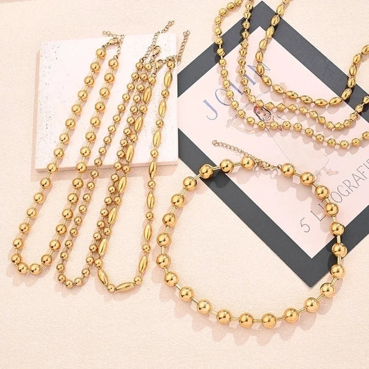 Modern Style Minimalist Round Oval Solid Color 304 Stainless Steel 18K Gold Plated Polishing Plating Necklace