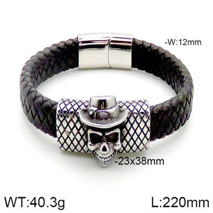 Hip-Hop Rock Punk Scorpion Skull 304 Stainless Steel Pu Leather Halloween Unisex Bangle Men Cord & Leather Bracelets