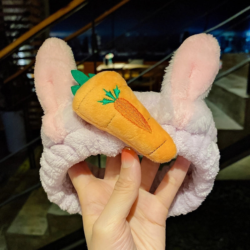 Cat Ears Hair Band Hair Band Korean Plush Internet Celebrity Rabbit Ear Hair Accessories Bow Face Wash Hair Band