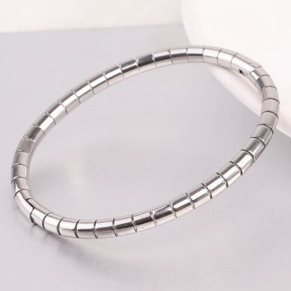 Minimalist Solid Color Stainless Steel Plating Gold Plated Bangle