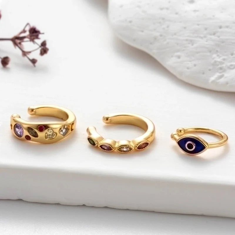 1 Piece Elegant Shiny Geometric Eye Snake Plating Inlay Copper Zircon Ear Cuffs