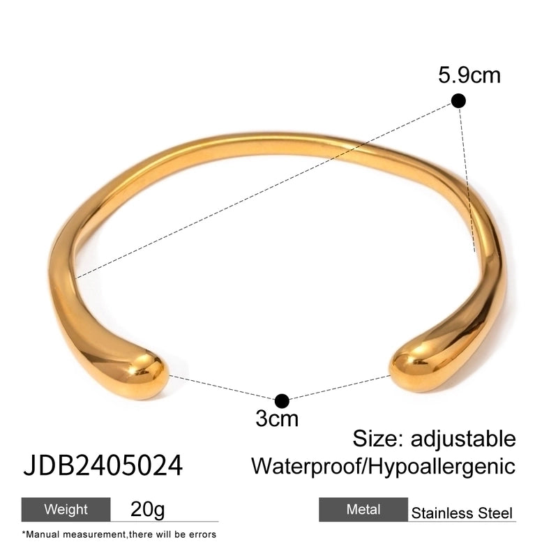 Vacation Minimalist IG Style Solid Color 304 Stainless Steel 18K Gold Plated Cuff Bracelets Wide Bracelet Bangle In Bulk